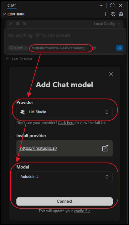 Continue.dev extension settings
