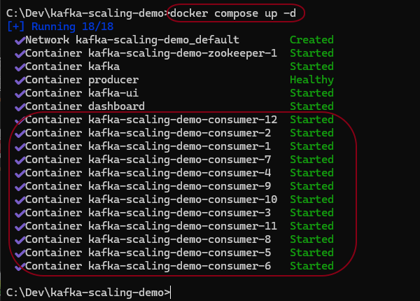 typing compose up to restart the containers