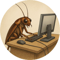 Roach using computer